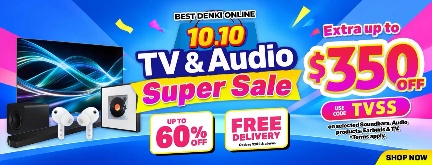 Best Denki:10.10 TV & Audio Super Sale,代码 TVSS 最多再减 S$350,但 S$449 的三星它仍卖 S$649
