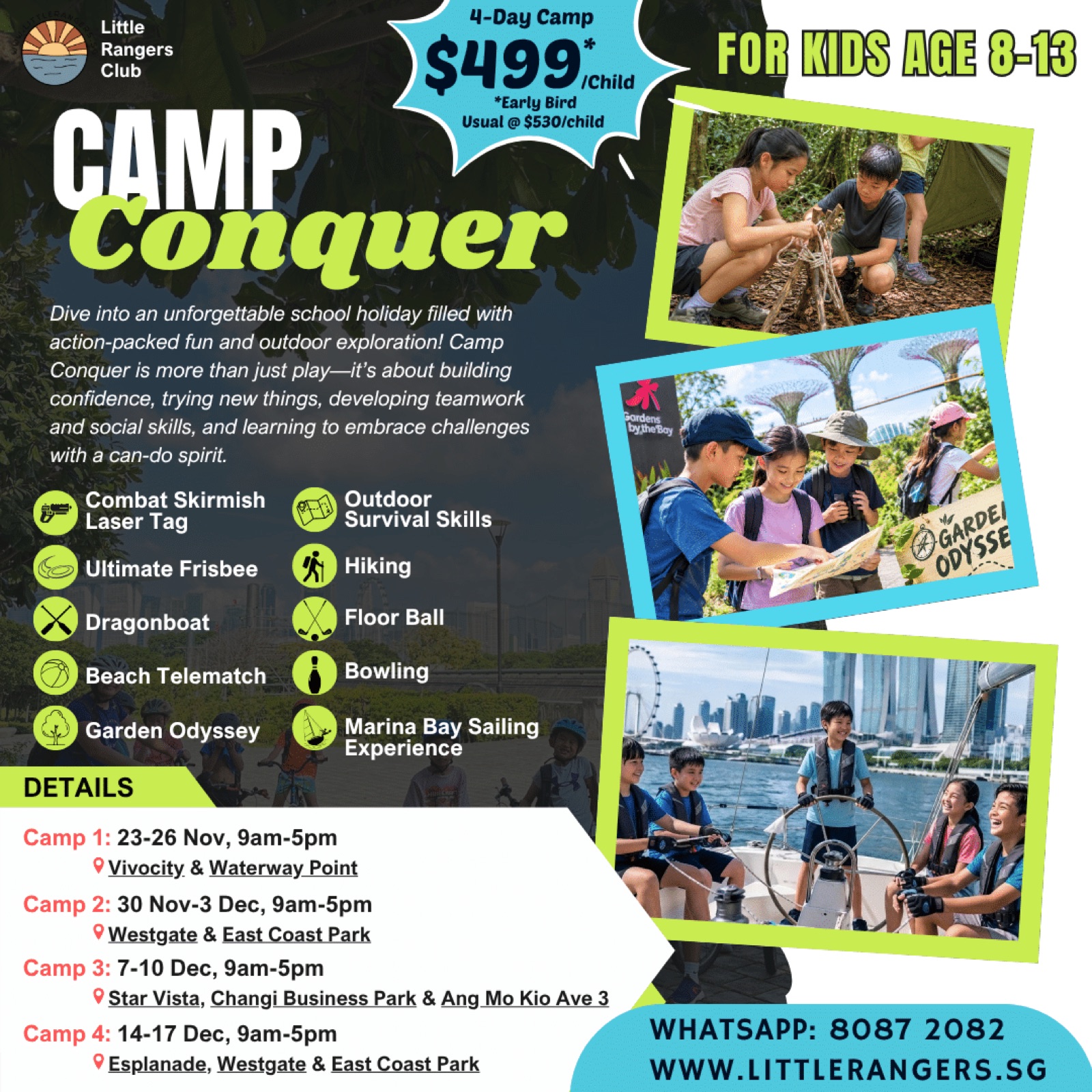 Little Rangers Club: the longest day outdoors, 4 days of sailing, laser tag and dragon boat for $499