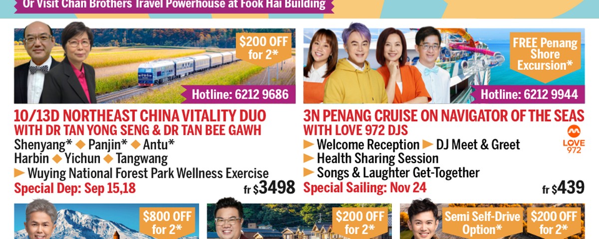 Chan Brothers Travel (Booth 4H03) — S$200 to S$800 Off for Two on the Celebrity-DJ Tours