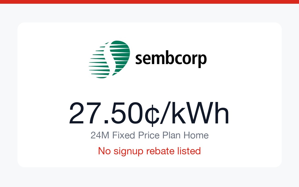 Sembcorp Power — Same Rate, No Rebate, Fewest Strings