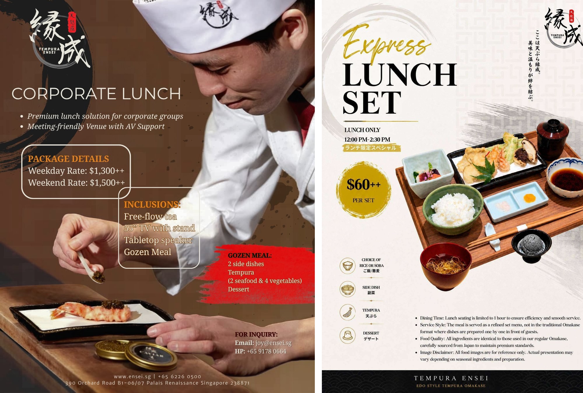 Tempura Ensei: Edo-Style Tempura at Palais Renaissance, Corporate Event Venue, $60++ Express Lunch Bento & Omakase From $88