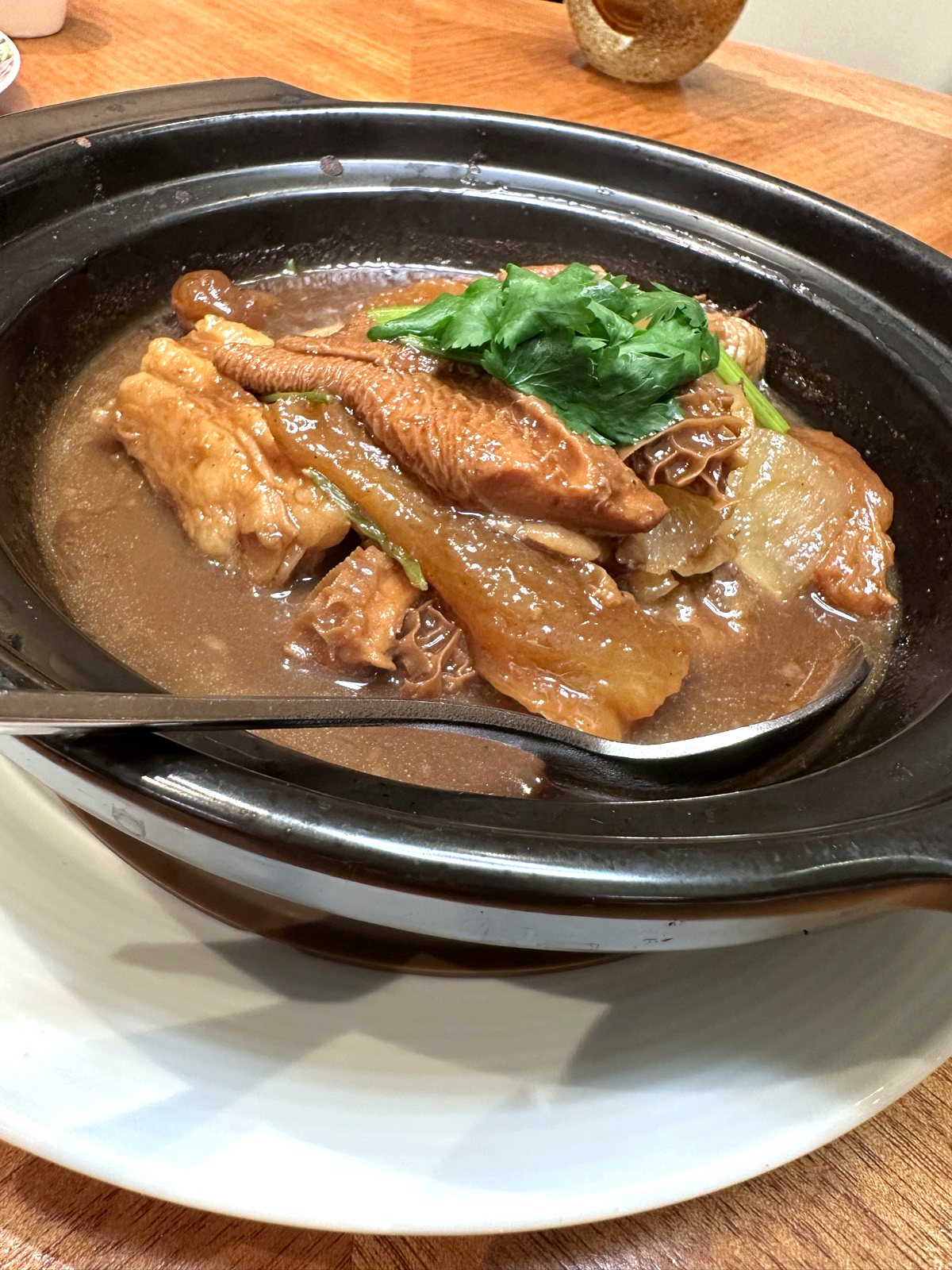 Claypot of beef offal braised in five-spice with radish at Xin Cuisine.